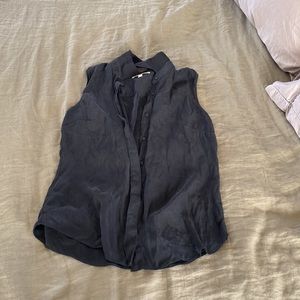 Black silk button down tank